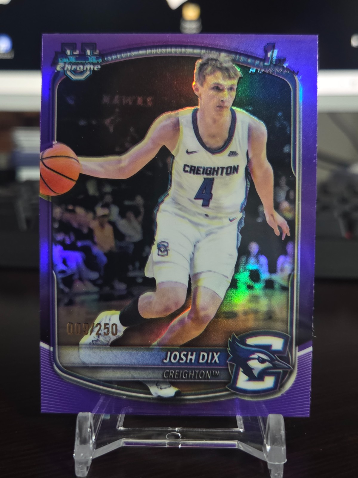 2025-26 Bowman Basketball Josh Dix /250 Purple Mojo Refractor BCP-17