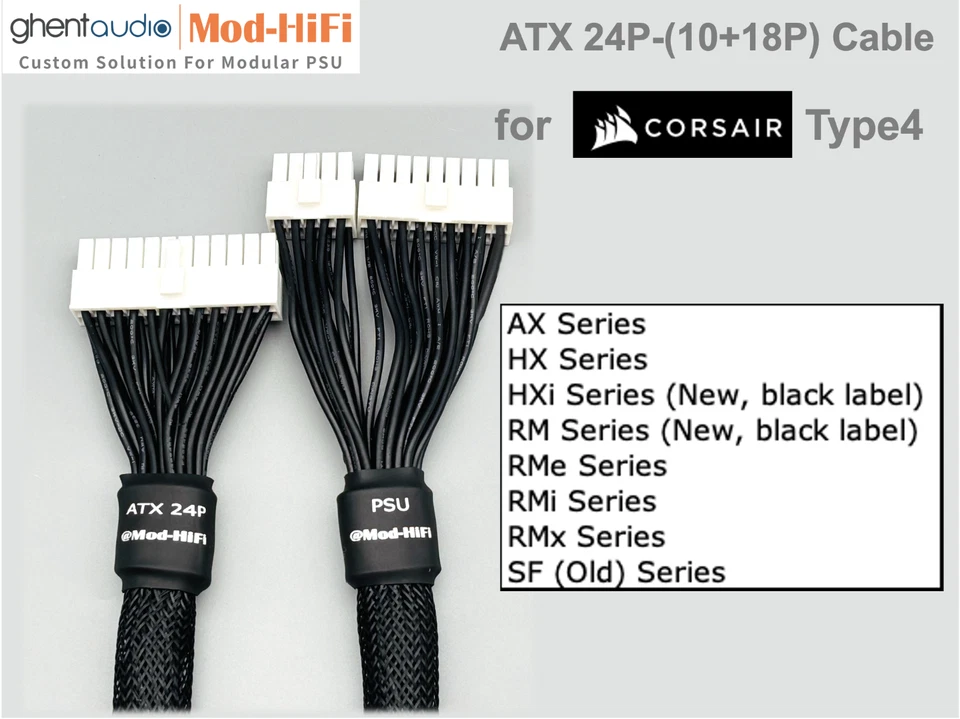 ⚡️ATX 24-Pin Cable for Corsair Type4 (AX, HX, RMi, RMe, RMx...)-📏30cm / 12 inch - Image 2 of 4