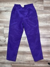 Purple 100 Silk Vintage Women  s Trousers, Size 6 Pants with pocket.