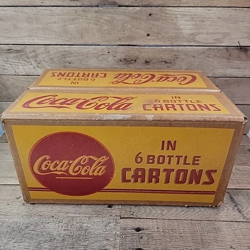 Vintage 1940s Coca Cola Box Crate Cardboard Coke Bottle Carrier Advertising