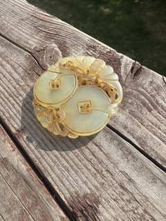 Asian Hand Carved Jade Nephrite Shrimp Medallion Pendant Charm