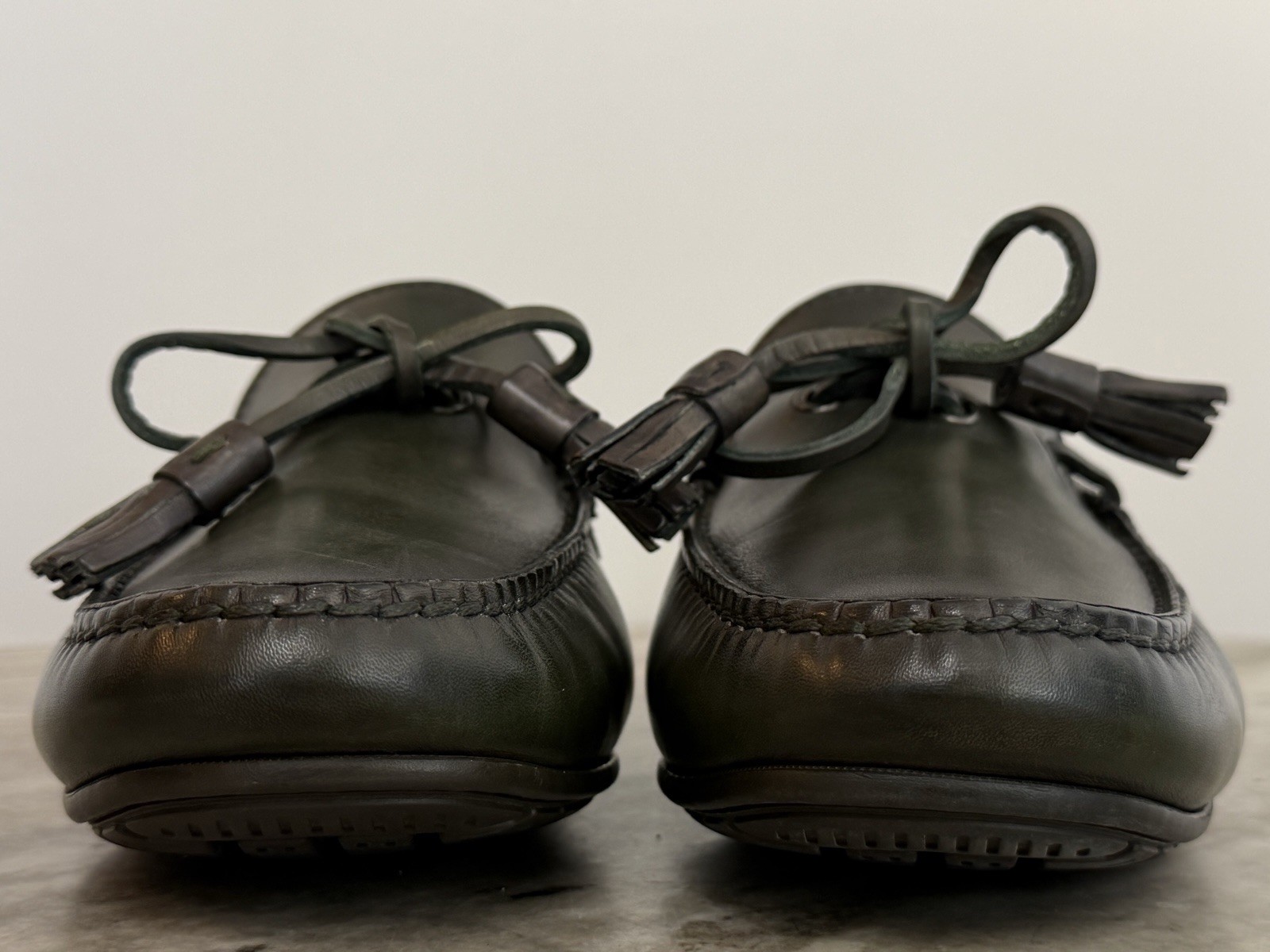 Ralph Lauren Purple Label Harold Tassel Leather Driver Loafer 8.5 US Dark Green image 7