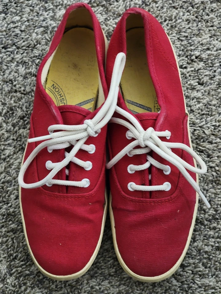 CHERRY RED KEDS Lona Años 70 Crepé Goma Suela Zapatos Tenis 7M Con Cordones Foto 4 de 4
