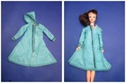 Vintage Barbie Clothes ~❤️~ Turquoise Blue Hooded Rain Coat #567