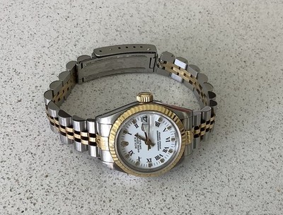Rolex Datejust 18k Yellow Gold/Steel White Roman/Stick Dial 26mm Watch L 69173