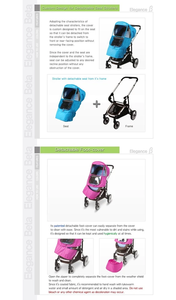 Cubierta protectora contra la intemperie para cochecito Beta roja se adapta a asientos desmontables Foto 3 de 4