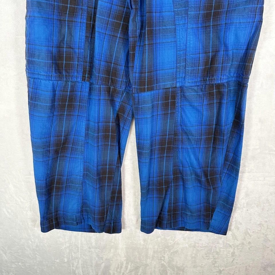 BDG 裤子女式小号蓝色黑色格子拼布宽松宽桶腿休闲裤 — 第 3/4 张图片