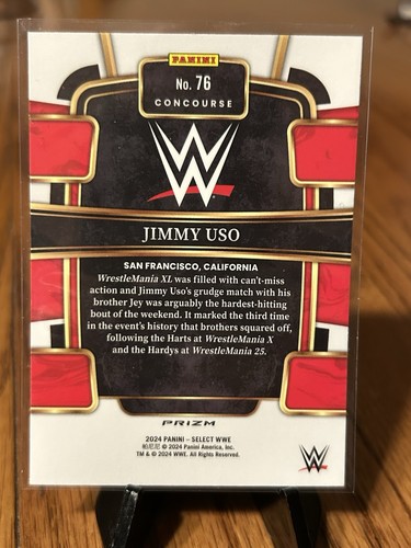 2024 Panini Select WWE WRESTLING CONCOURSE GREEN FLASH PRIZM JIMMY USO #76 - Foto 2 di 2