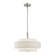 Livex Lighting Fabric Shade 50874-91 Meridian 4-Light Pendant, Brushed Nickel...