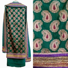 GREEN PURE BANARASI SILK INDIAN PAKISTANI HEAVY LADIES SALWAR KAMEEZ SUIT SNJ