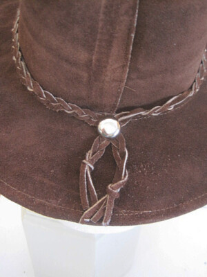 Brown Suede Leather Braided Band Western Fedora Hat – NEW Braided Suede Hat Band Western Cowboys Ladies Hat Decoration  main image 4