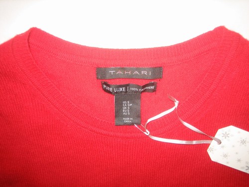 Mujer Tahari Pure Luxe 100% Cachemira Suéter Pequeño Rojo Nuevo Con Etiquetas - Imagen 5 de 5