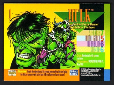 1993 MARVEL UNIVERSE BASE CARD 1 HULK | eBay