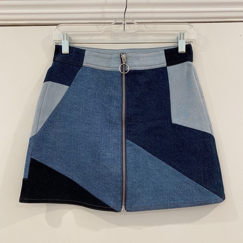 Intermix Patchwork Denim Skirt 0