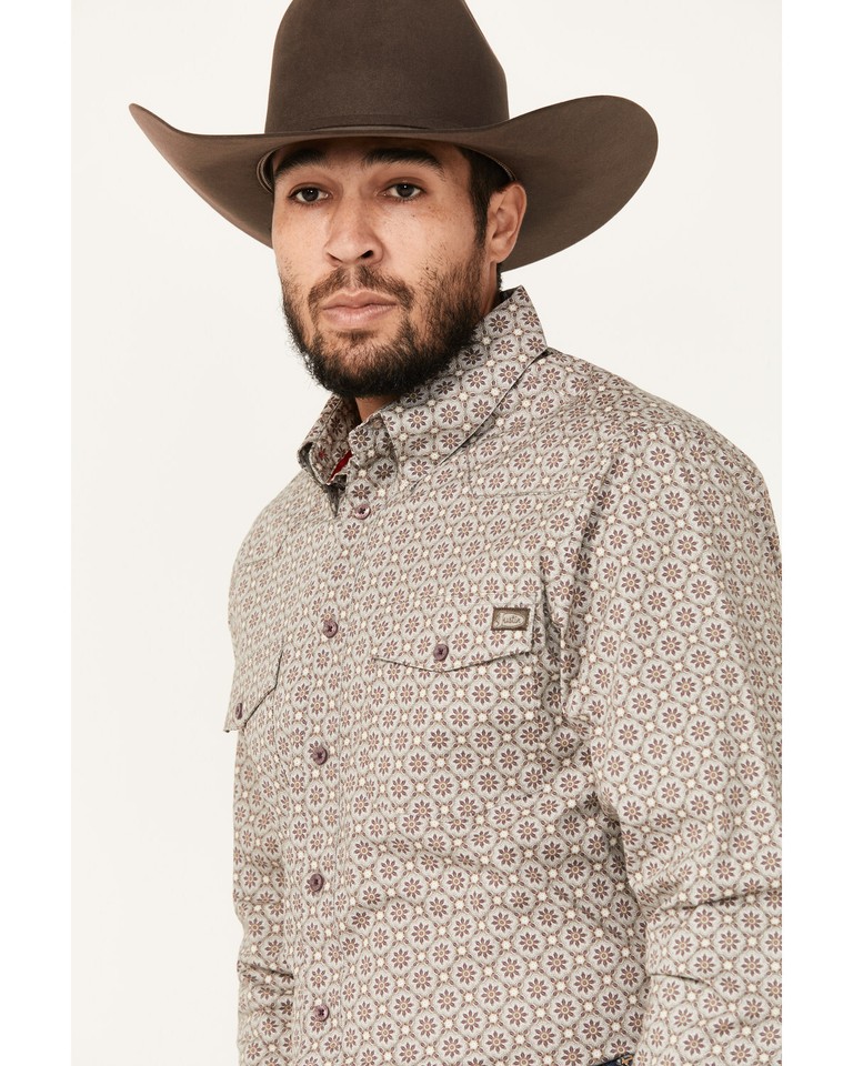 Justin Men's Boot Barn Medallion Print Long Sleeve ButtonDown Stretch