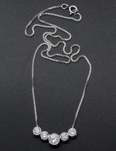 Anhänger + Venezianer Kette - 925er Silber - Funkelnde Zirkonia - Bild 1 von 5