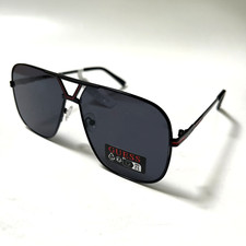 New Original GUESS Aviator Sunglasses GO00066 Double Bridge Black Red Trim
