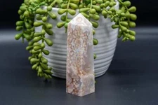 Pink Amethyst w/Flower Agate Tower 4"