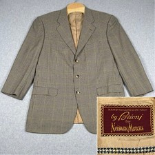 Veste Sport Brioni Italie 43L - Laine Beige, Motif Birdseye Check - Occasion Très Bon état - Trois Boutons