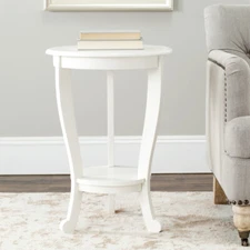 SAFAVIEH Mary Pedestal Side Table | Distressed Cream |
