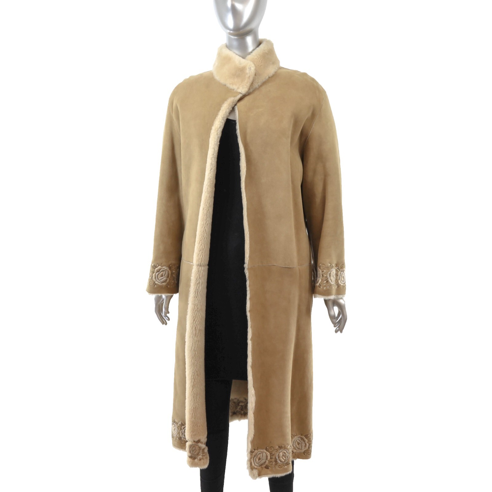 Tan Shearling Coat- Size M image 2