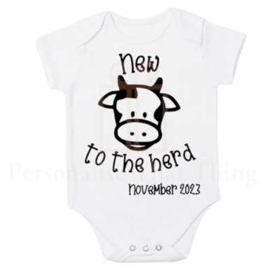 New to the herd farmer cow pregnancy announcement baby bodysuit outfit / tshirt