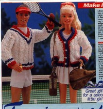Knitting pattern copy 0480.  Dolls clothes outfits for Barbie & Ken