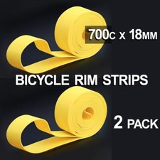 Yellow Bicycle Wheel Rim Strips - 700c x 18mm - 2 pack - Alternative to Rim Tape