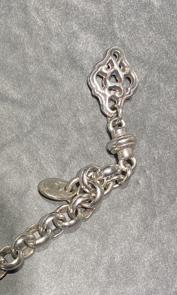 "Collar cinturón flor cuero Brighton granate con perlas y cadena plateada 46""" Foto 3 de 4