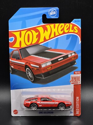 2023 Hot Wheels #101 Red Edition 10/12 DMC DELOREAN Red w/Chrome 10 Spoke (a)