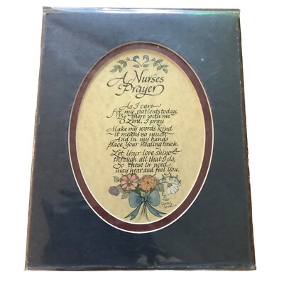 Vtg A Nurse's Prayer Print By Sandy Lord 1993 8''x10'' Matted No Frame NOS NEW