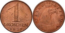 Austria 1 Dime 1937 Bronze 1.6g Original Coin #KPC233