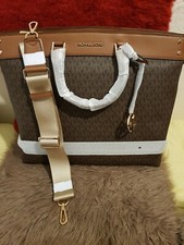 Image of Genuine Michael kors Mk Brown logo large Tote Bag.
