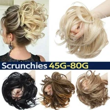 Curly Wavy Messy Bun Ponytail Updo Hair Wrap Scrunchies Hair Extensions as Human