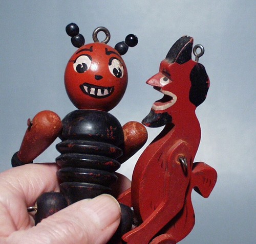 2 lustige alte Teufel Figuren Holz aus Kasperl Theater ? Handarbeit um 1930 ? - Bild 5 von 6
