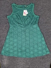 Lily Rose Tank Dress Womens 2X Green Nylon Stretch Lace Casual Lined Rear Zip
