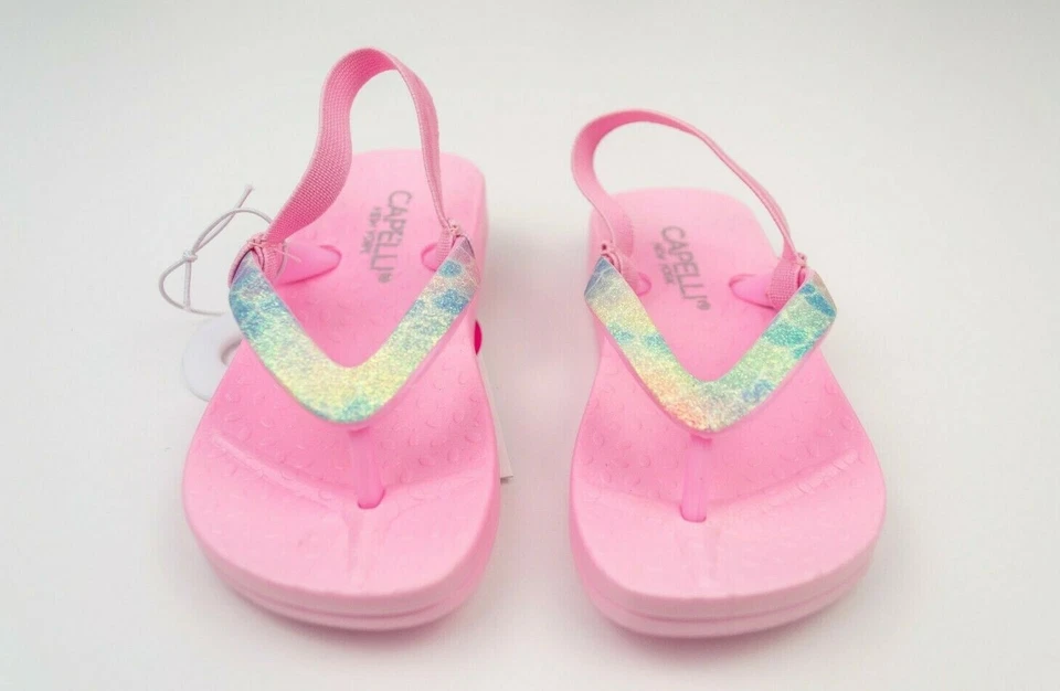 Capelli Of New York Toddler Girls Glitter Mermaid Scale Flip Flop T-Strap Sz 6/7 - Image 2 of 4