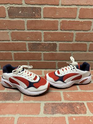 Puma CELL VIPER White/Red/Navy Mesh/Leather Lace Up Low Top Sneakers Mens  Size