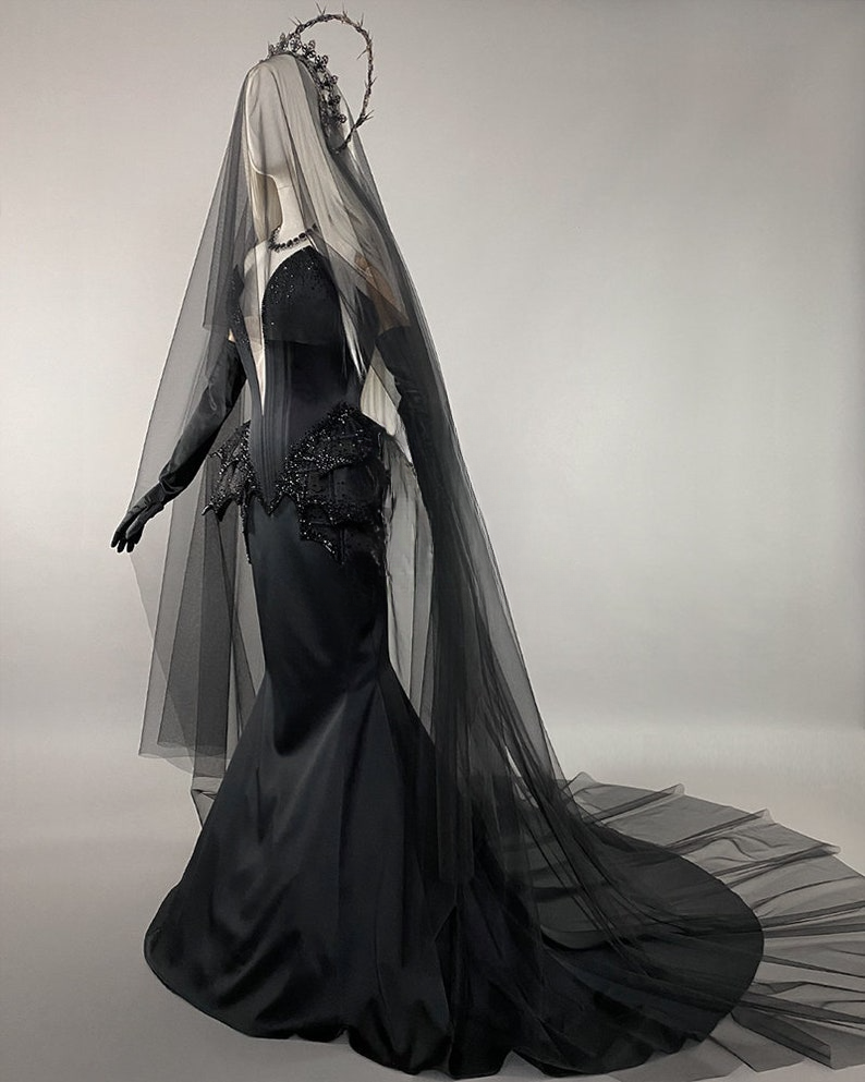 Black Wedding Dresses Corset Vampire Style Gothic Black Bridal Gowns  Halloween | eBay