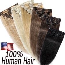 Clip In Real Remy Human Hair Extensions Full Head 8PCS 18Clips Balayage Ombre