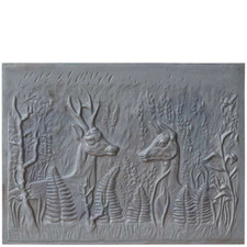 Plaque de Cheminée en Fonte 'Faons' marque LUNAWAY | Dimensions 80 x 60 x 1,2 cm