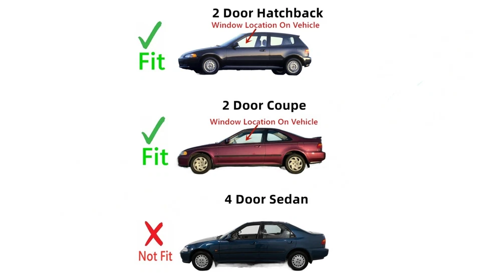 Fits 1992-1995 Honda Civic Coupe/Hatchback Driver Left Side Door Window Glass Foto 3 de 4