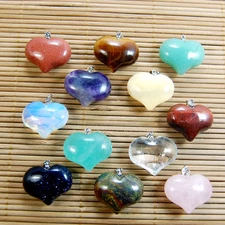 20x25mm Natural Crystal Gemstone Reiki Chakra Healing Pendant Heart Pendant Bead