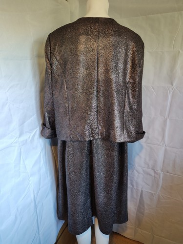 NIGHTINGALES schimmerndes Metalloptik Zinn Abendkleid & Sakko Anzug Gr. 22 NEU - Bild 8 von 9