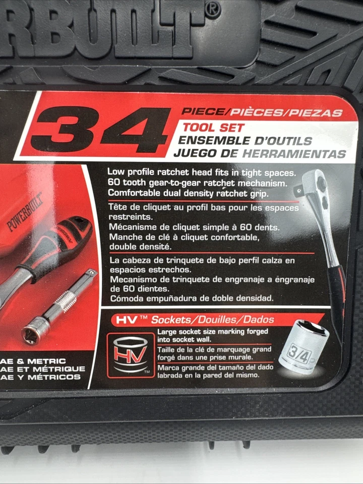 31 Pc 1/4" Dr 6-Pt SAE & Metric Tool Set w/Low Profile Ratchet Head *READ* - Image 3 of 4