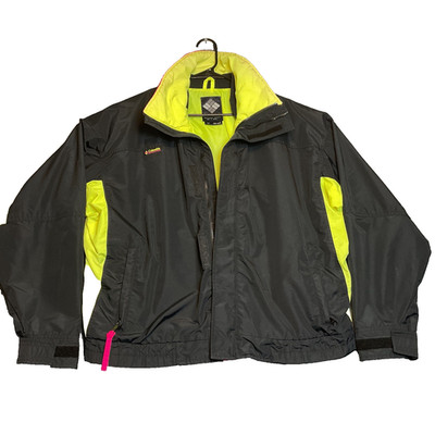VTG Columbia Bugaboo Sportswear Jacket Men's L Black Neon Full Zip Windbreaker