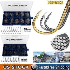 500Pcs Carbon Steel Fishing Hooks Circle Hooks Assortment for Fishing NEW  Kit