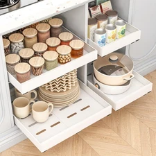4 Pack Pull Out Cabinet Organizer, 21" Deep Expandable(12.6"-20.5") Heavy Dut...