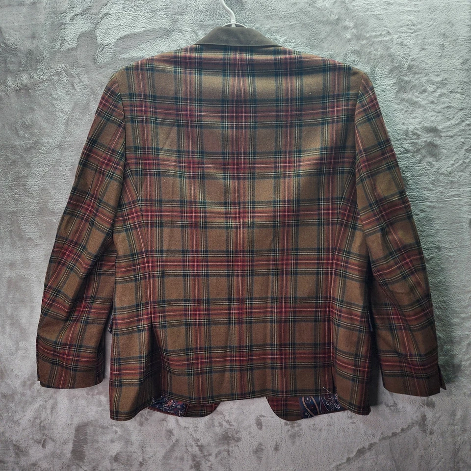 Tallia Men’s 46R Wool Blend Plaid Blazer Jacket Brown Red Green Check Paisley - Image 2 of 4