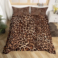 Juego de cama geométrico con funda edredón estampado de leopardo erosebridal guepardo...